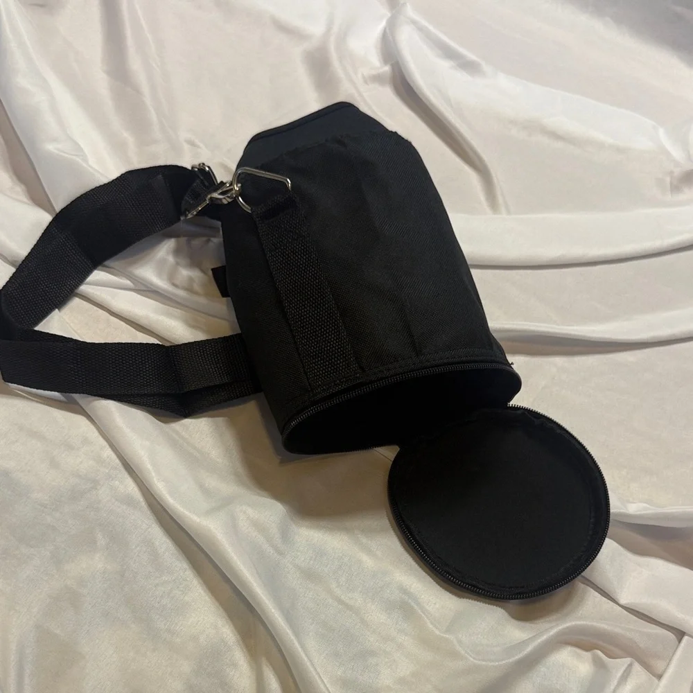 Black Portable Bottle Carrier with Adjustable Strap